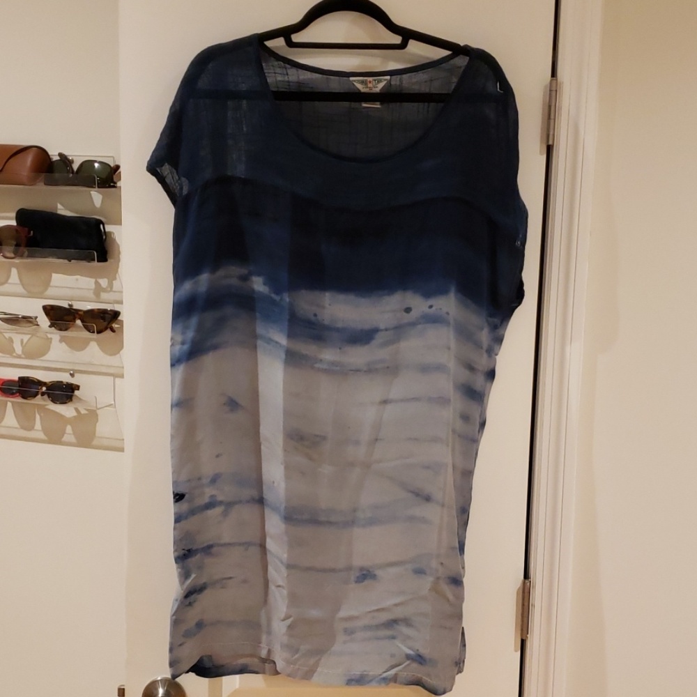 Silk beautiful dress with linen